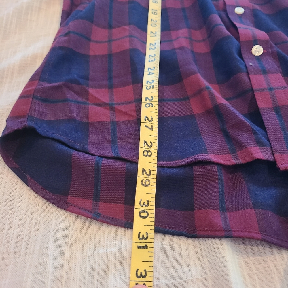 NEW VINEYARD VINES OTG brushed twill classic fit plaid shirt MED Burgundy Navy - Picture 9 of 9